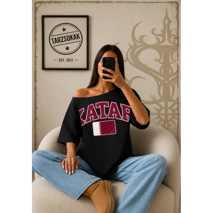 Vintage KATAR Baskılı Unisex Oversize