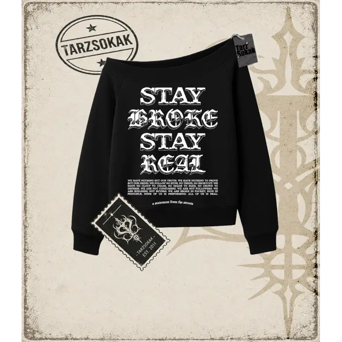 VINTAGE SARCASM   Kadın Kayık Yaka Sweatshirt