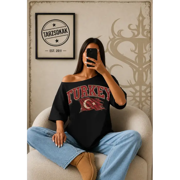 Vintage Turkey Baskılı Unisex Oversize