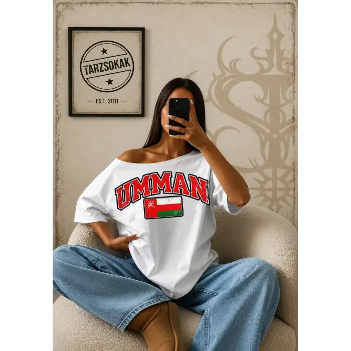Vintage UMMAN Baskılı Unisex Oversize
