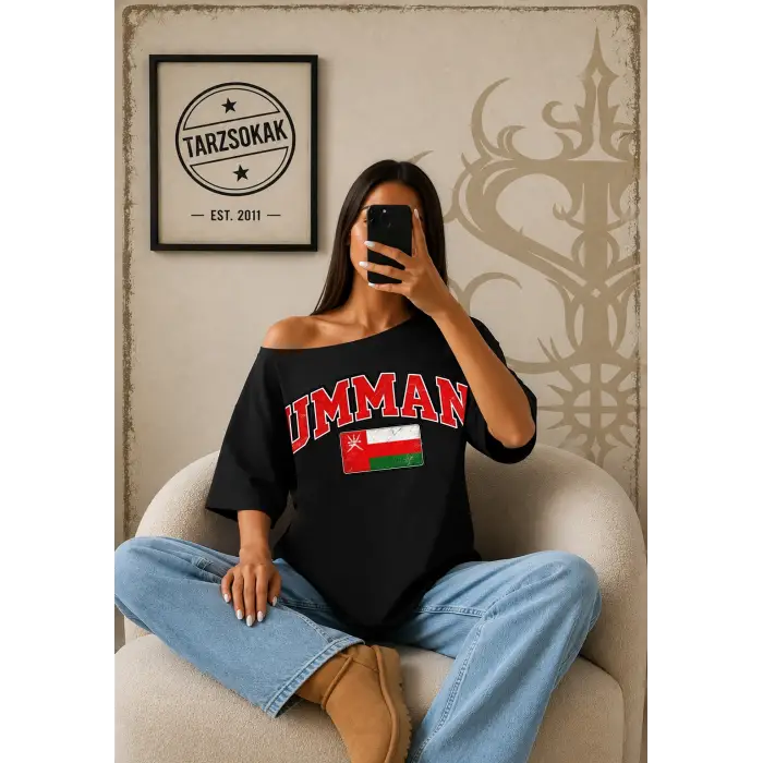 Vintage UMMAN Baskılı Unisex Oversize