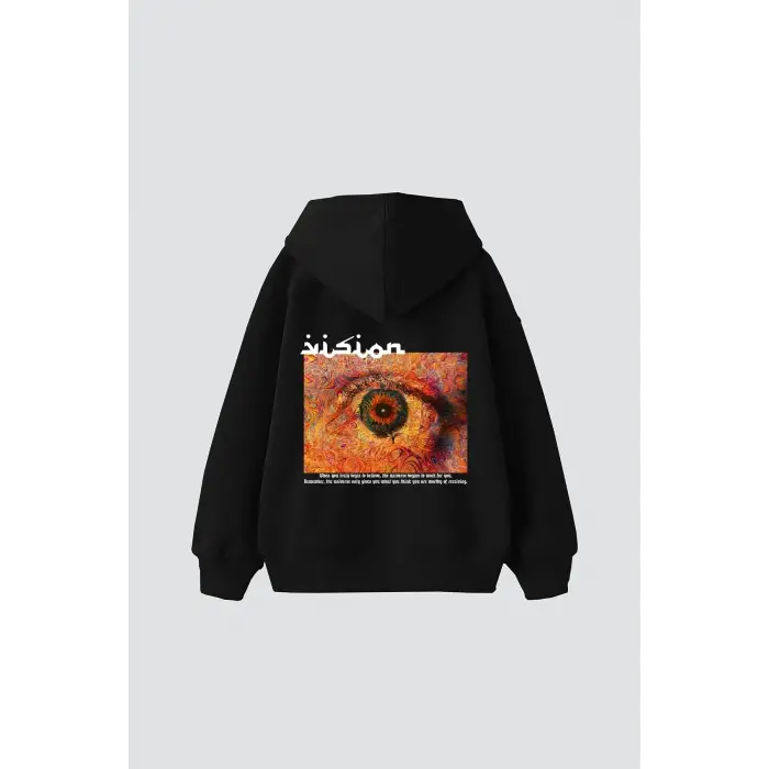 Vision Baskılı Oversize Unisex Premium Siyah