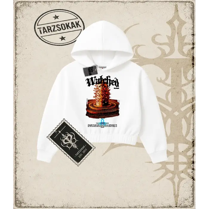 WATCHED Kadın Crop Kapşonlu Sweatshirt