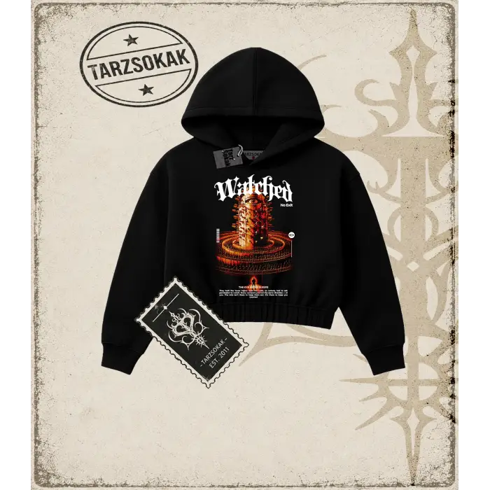 WATCHED Kadın Crop Kapşonlu Sweatshirt