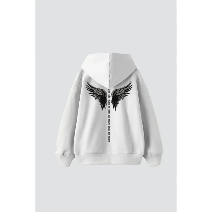 Wınget Crown Baskılı Oversize Unisex Beyaz