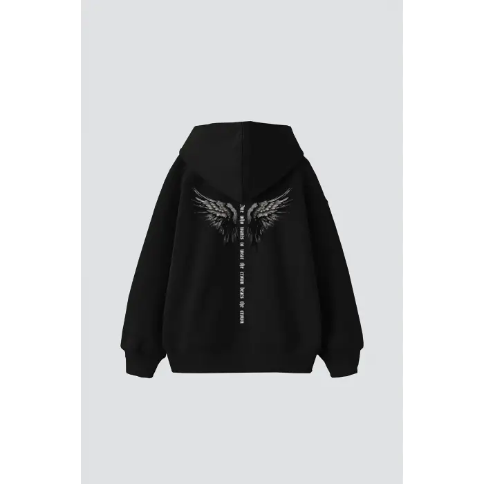 Winget Crown Baskılı Oversize Unisex Siyah