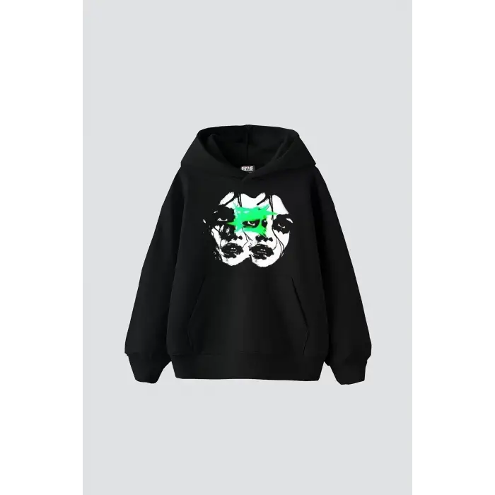 Woman Shadows Baskılı Siyah Oversize Unisex