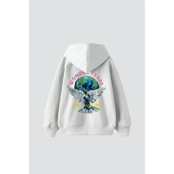 Wonder Years Baskılı Oversize Unisex Beyaz