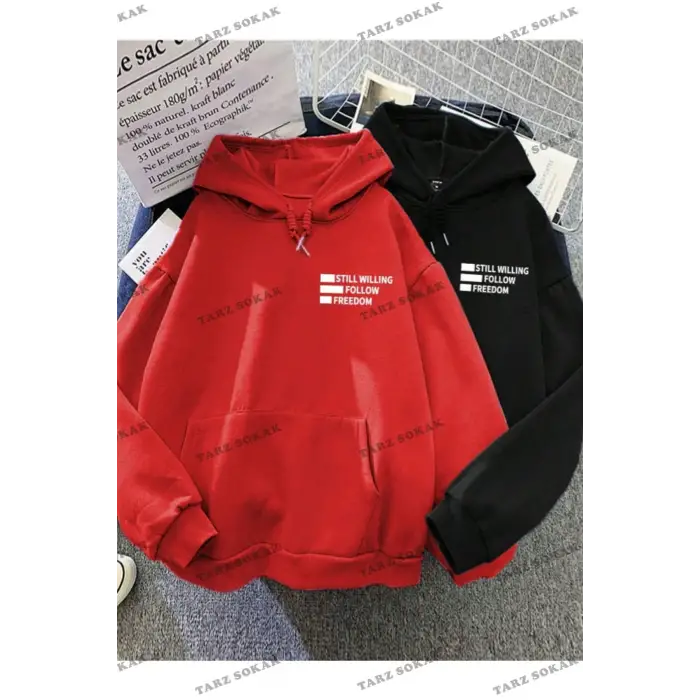 Y2K Çift SEVGİLİ Still Freedom Kalın Kışlık Sweatshirt - Baskılı Oversize KOD 1484
