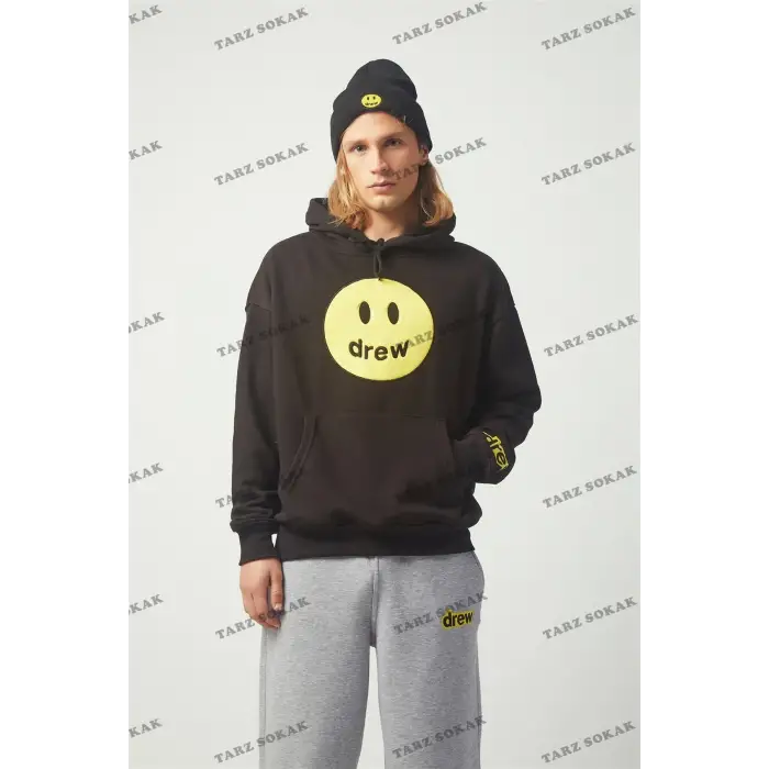 Y2K Drew Oversıze Sweatshirt Hoodie Siyah KOD 2066