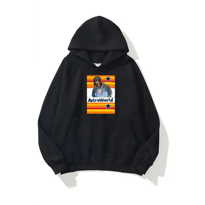 Y2K Unisex Astroworld Travis Scott Siyah Sweatshirt KOD 1976