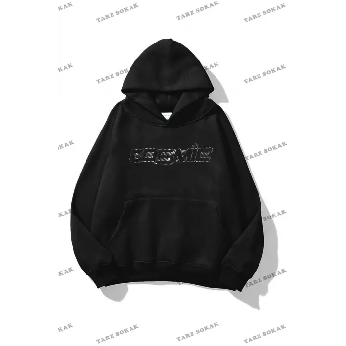 Y2K Unisex Cosmic Sweatshirt KOD 1604 Siyah