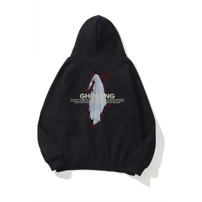 Y2K Unisex Ghosting Siyah Sweatshirt KOD 1889