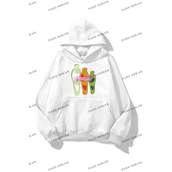 Y2K Unisex Pockets Empty Sweatshirt KOD 1617 Beyaz