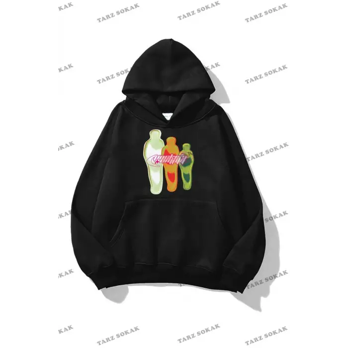 Y2K Unisex Pockets Empty Sweatshirt KOD 1617 Siyah