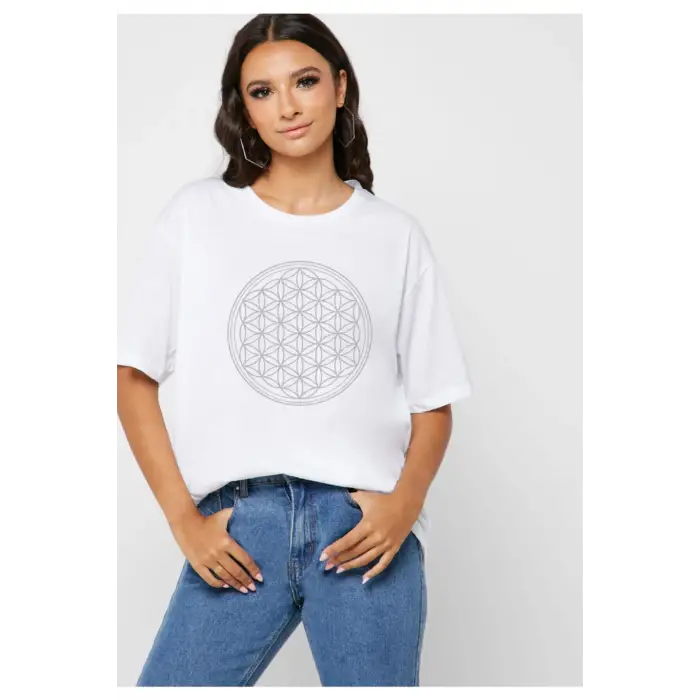 Yaşam Çiçeği Oversize Tişört
