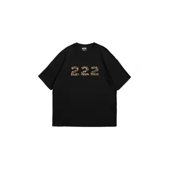 222 Leopar Baskılı Oversize Unisex Premium Siyah