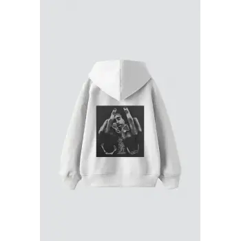 2Pac All Eyez On Me Baskılı Oversize Unisex Premium Beyaz