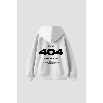 404 Error Baskılı Oversize Unisex Premium Beyaz