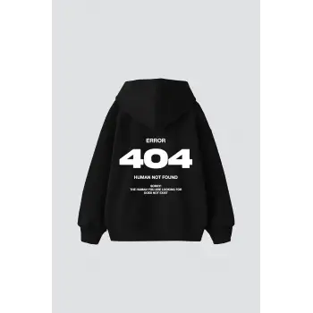404 Error Baskılı Oversize Unisex Premium Siyah