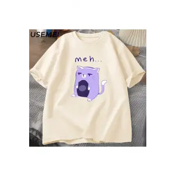 Meh Kedi T-shirt Erkek Giysileri O Boyun Pamuk Tee Büyük Boy TStreetweed ℅ Pamuklu Üs 2964