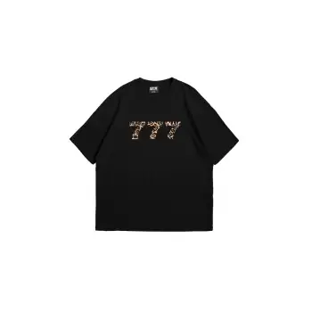777 Leopar Baskılı Oversize Unisex Premium Siyah