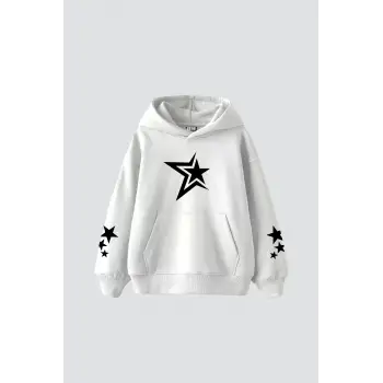 816 Stars Baskılı Oversize Unisex Beyaz