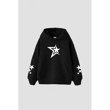 816 Stars Baskılı Oversize Unisex Siyah