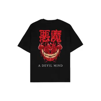 A Devil Mind Siyah Oversize Unisex T-shirt