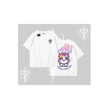 Adorable Kawaii Kedi Arka Baskılı Oversize Tshirt