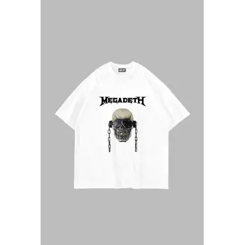 Adrift Megadeth Baskılı Beyaz Unisex Oversize