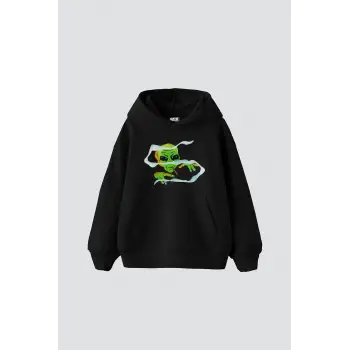 Alien Smoke Baskılı Oversize Unisex Siyah