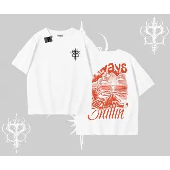 Always Chillin Kedi Arka Baskılı Oversize Tshirt
