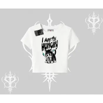 Am Hungry Kedi Baskılı Babby Tee Tshirt