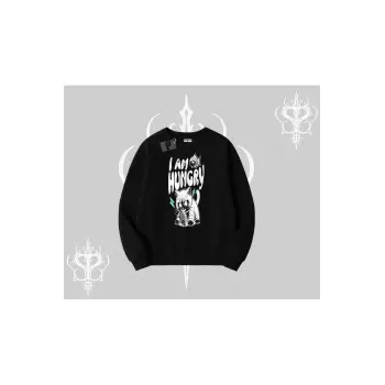 Am Hungry Kedi Baskılı Biskilet Sweatshirt