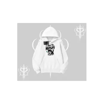 Am Hungry Kedi Baskılı Kapşonlu Sweatshirt
