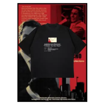 American Psycho Baskılı Oversize Unisex Pamuklu Nefes Alan Kalın Kumaşlı