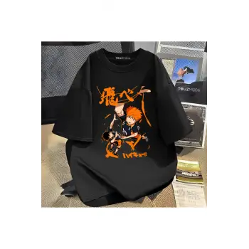 Anime Karasuno Haikyuu Baskılı Unisex Oversize