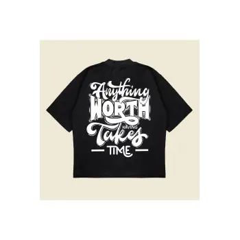 Anythingworth Baskılı Oversize Unisex Pamuklu Nefes Alan Kalın Kumaşlı