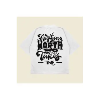 Anythingworth Baskılı Oversize Unisex Pamuklu Nefes Alan Kalın Kumaşlı