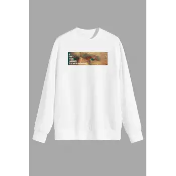 Art Vincent Van Gogh Baskılı Beyaz Unısex Sweatshirt