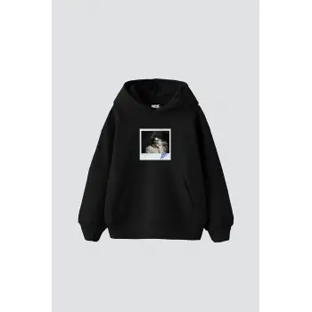 Asap Rocky Baskılı Oversize Unisex Premium Siyah