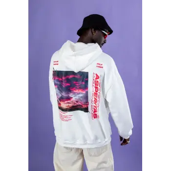 Asperitas Sırt Baskılı Oversize Unisex Beyaz