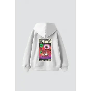 AstroWorld Baskılı Oversize Unisex Beyaz