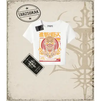 Attack On Titan Anime Baskılı Kadın Baby Tee