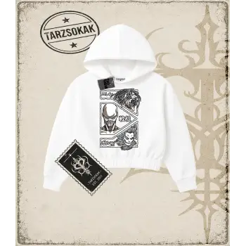 Attack On Titan Anime Baskılı Kadın Crop Kapşonlu Sweatshirt