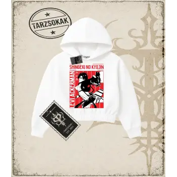 Attack On Titan Anime Baskılı Kadın Crop Kapşonlu Sweatshirt