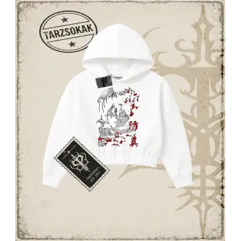 Attack On Titan Anime Baskılı Kadın Crop Kapşonlu Sweatshirt
