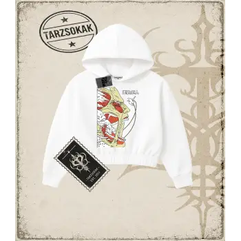 Attack On Titan Anime Baskılı Kadın Crop Kapşonlu Sweatshirt