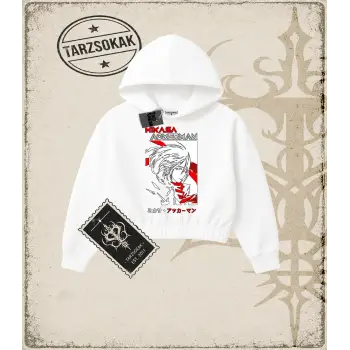 Attack On Titan Anime Baskılı Kadın Crop Kapşonlu Sweatshirt
